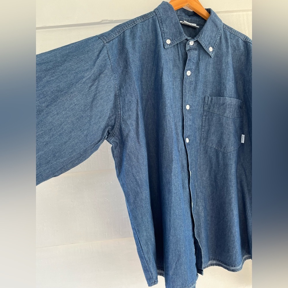 Woodland Creak VTG Men's Blue Denim Shirt 100% Cotton Fall L NWT - Picture 6 of 9